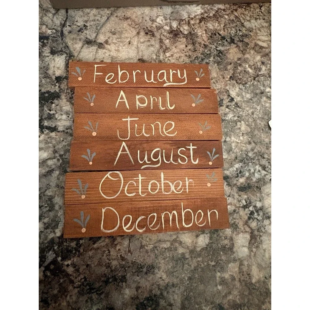 Vtg Wood Perpetual Calendar Children porch Goose 80s 90s Country Decor Complete